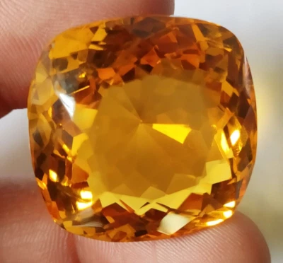A++ Large Yellow Citrine 84.85 Ct. Cushion Cut Loose Gemstone for Ring & Pendant - Image 1 of 4