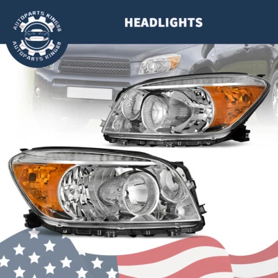 For 2006-2008 Toyota RAV4 Headlights Headlamps Replacement Left+Right 06-08 - Image 1 of 4