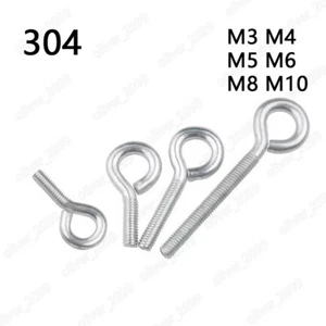 Ganchos de ojo de acero inoxidable 304 pernos de ojo torneado M3 M4 M5 M6 M8 M10 - Imagen 1 de 5