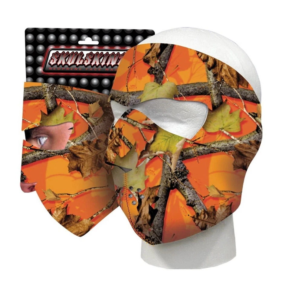 Capsmith Orange Camo Woodland Neoprene Face Mask Hunters Ski Biker Reversible — 第 1/1 张图片