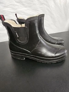 Tretorn Waterproof Ankle Rain Boots - Lina Women's black 10 Faux Fur Lining - Picture 1 of 20