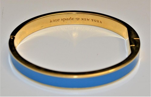 Bracciale firmato KATE SPADE tono oro smalto blu 2 3 8"d chiusura magnetica