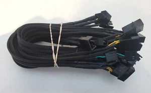 5 X4 pin  Molex and  PWM Fan Cable 1 to 3 ways  Splitter Black Sleeved  10 inch - Bild 1 von 6