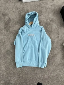 Authentic Blue Supreme Hoodie Bandana Box Logo FW19 - Picture 1 of 6