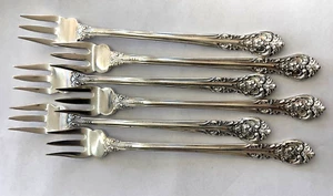 Vintage 1953 Sterling Silver Cocktail Floral Pattern Forks By Gorham Set Of 6 - Picture 1 of 7