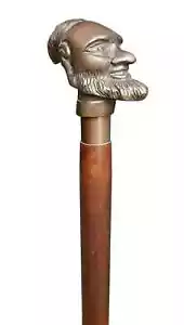 Antique Men Face Head Handle Victorian Wooden Walking Stick Vintage Cane Gift - Picture 1 of 3
