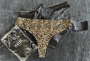 3 Pair ITAYAX Mid Rise Bikini Style Thongs Size L Black Cheetah Print NEW Cute - Picture 1 of 14