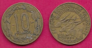 EQUATORIAL AFRICAN STATES,CAMEROUN 10 FRANCS 1958 CURRENCY UNION,THREE GIANT ELA - Picture 1 of 1