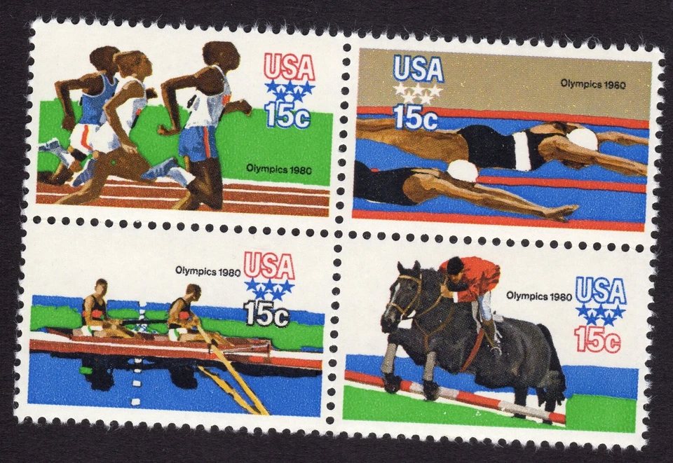 Scott #1794a (1791-1794)  Olympics 1980 Block of 4 Stamps - MNH - Image 1 of 1