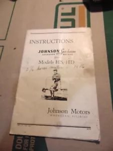 Vintage Original OMC Johnson Sea-Horse Instructions for Models HS, HD Outboards - Foto 1 di 11