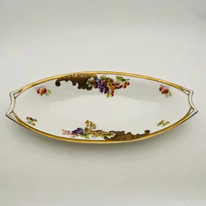 Hutschenreuther Fruta Oro Borde Incrustado Espárragos Ovalado Servir Cuenco Art Deco - Imagen 1 de 11