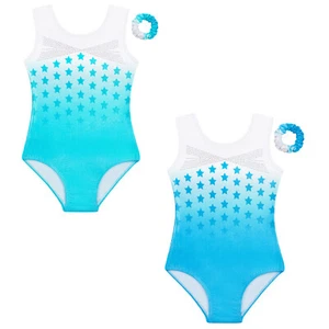 Girls Bodysuit Dancewear Leotard Training Jumpsuit Metallic Sweatwear Skating - Picture 1 of 32