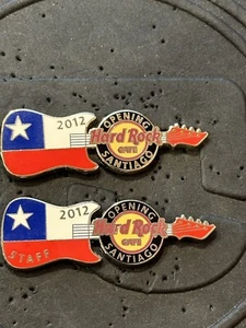 HARD ROCK CAFE SANTIAGO GRAND OPENING STAFF 2012 LE PIN PAIR OF 2 69894 69923 - Picture 1 of 15