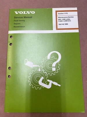1985 Volvo 760 740 Service Manual Maintenance Service 600-1200 Miles (Pre-Owned) Foto 1 de 4