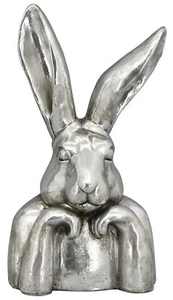 putziger origineller Osterhase als Büste Keramik silber antik glänzend groß - Bild 1 von 1