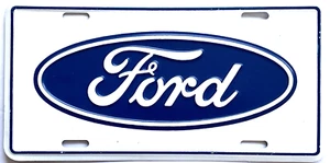ORIGINAL VINTAGE FORD DEALER METAL BOOSTER PLATE BLUE FORD LOGO ADVERTISING - Picture 1 of 2
