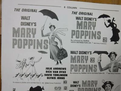 玛丽·波平斯电影迷你广告表老式广告海报电影沃尔特·迪斯尼 — 第 1/4 张图片