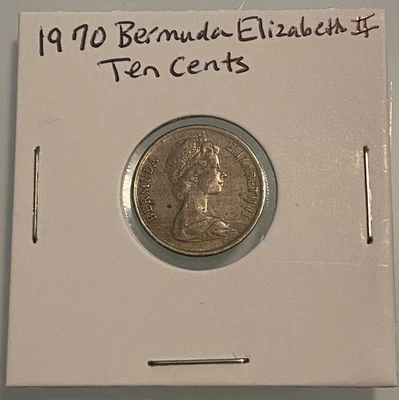Moneda de diez centavos Bermudas Isabel II 1970 Foto 1 de 2