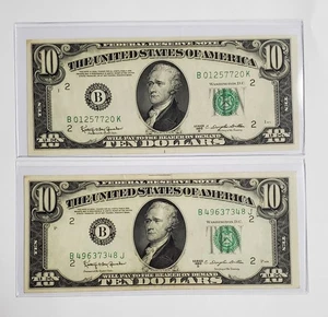1950 D $10 Federal Reserve Note New York AU (LOT OF 2) - Picture 1 of 6