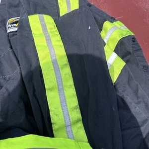 3 SHIRTS Large NAVY Used Work Shirts High Visibility Hi-Vis Reflective Uniform - Picture 1 of 3
