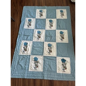 Manta Edredón Holly Hobbie Vintage Azul 35x52 Hecha a Mano Excelente Estado - Imagen 1 de 4