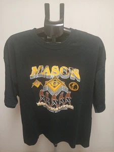 Vintage Y2k Mason Masonic Freemason We Pledge T Shirt Adult 2XL Black Mens - Picture 1 of 7