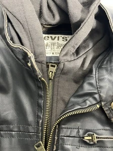 Giacca Bomber Levis Uomo L Marrone Ecopelle con Cappuccio Completo Doppia Zip Foderato Biker - Foto 1 di 12