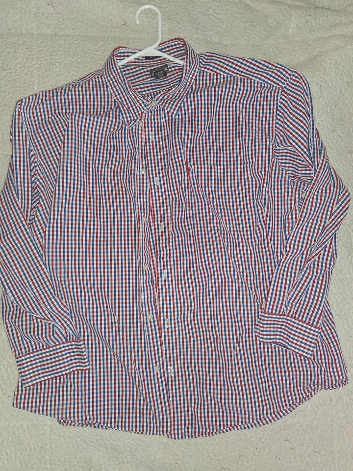 Camisa de vestir St. John's Bay para hombre manga larga a cuadros talla grande y alta 4X Foto 1 de 2