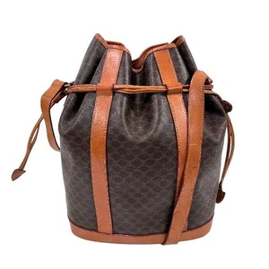 Celine Macadam Brown PVC Leather Shoulder Bag Vintage Authentic - Picture 1 of 9