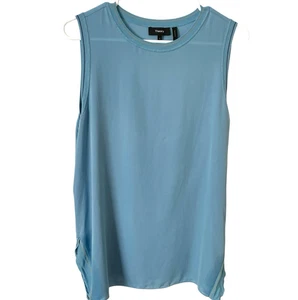 Theory Combo Sleeveless Top Womens L Sky Blue Georgette Silk Side Slits Flowy - Picture 1 of 9