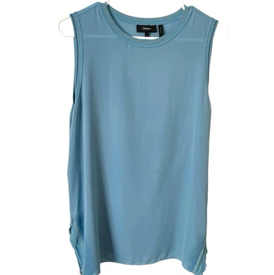 Theory Combo Sleeveless Top Womens L Sky Blue Georgette Silk Side Slits Flowy - Image 1 of 4