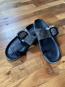 Donald Pliner Z3146 Womens Bone/Black Lorenzo Sandals Size 8M Summer Preppy Boho - Picture 1 of 7