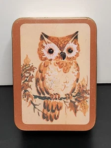 Vintage Tin with Owl W/ Small Note Paper Stack - Picture 1 of 11