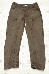 Free People SUPERSONIC Slim Pant Crop Jeans Sz 0 XS Utility Canvas Brown Breen - Picture 1 of 13
