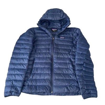 Jaqueta Patagonia masculina suéter com capuz tamanho pequeno azul com capuz zíper completo - Imagem 1 de 4