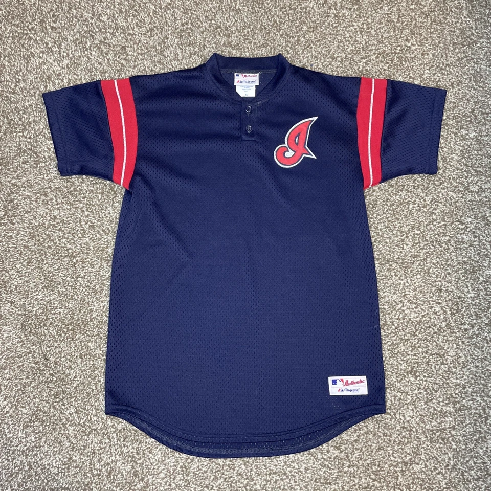 Majestic Mens Authentic Cleveland Indians Guardians Jersey Mesh XL Made USA VTG - Image 1 of 4