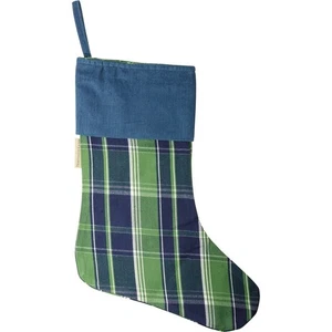 NEW Blue & Green Plaid Christmas Stocking - Picture 1 of 4
