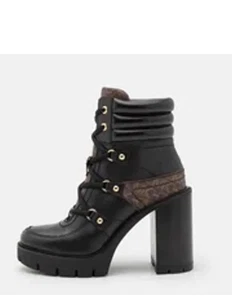 Michael Kors Damen Stiefel Schwarz Leder Asher Absatz Größe 7,5 ❤️❤️❤️❤️ - Bild 1 von 5