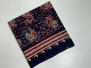 Navy fabric with red and cream paisleys, bandana style, 1/2ydxWOF, western - Picture 1 of 4