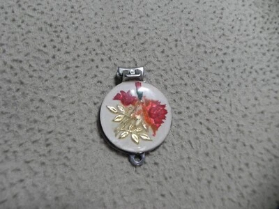 Cortaúñas Esmalte Japonés Vintage - Rosa Roja con Tallo Dorado y Hojas @ Foto 1 de 4