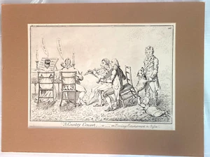 Rare 18thc Satire CARICATURE Country CONCERT/Entertainment in SUSSEX LITHOGRAPH - Picture 1 of 7