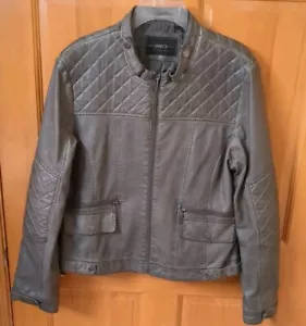 BNCI by blanc noir Faux Leather Bomber Jacket Taupe/Brown Medium - Picture 1 of 6