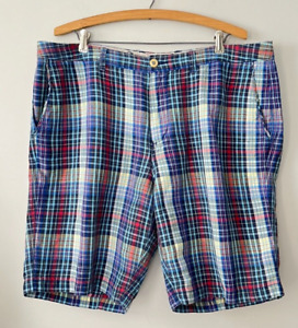 Tommy Bahama mens shorts size 36 linen blend plaid multicolor blue red