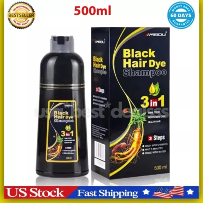 Champú tinte para cabello negro permanente champú tinte para cabello champú tinte rápido 3 en uno (vendedor de EE. UU.) Foto 1 de 4