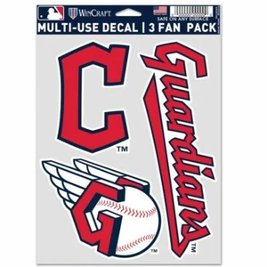 CLEVELAND GUARDIANS 3 PIECE MULTI-USE DECAL FAN PACK MLB LICENSED - Picture 1 of 1