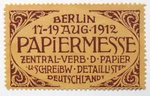Poster Stamp Cinderella Papiermesse Berlin Germany Deutschlands 1912 - Picture 1 of 2