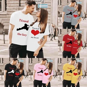 Fashion Valentine's Day Love Printed T-shirt Round Neck Short Sleeve Tops Blouse - Picture 1 of 28