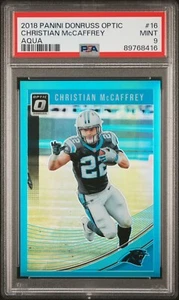 2018 Panini Donruss Optic Christian McCaffery Aqua 238/299 PSA 9 2nd Year - Bild 1 von 3