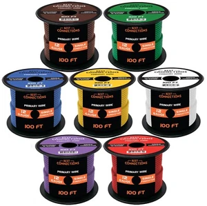 12 Gauge Car Audio Primary Wire (100ft–7 Rolls)– Remote, Power/Ground Electrical - Picture 1 of 17