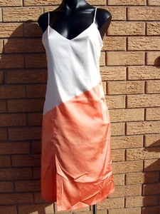 THE ONE THE LABEL stretch satin COLOUR BLOCK knee length slip dress S (8) NWOT! - Picture 1 of 9